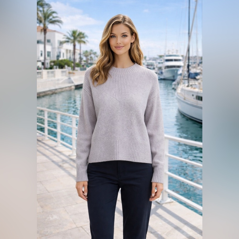 Zenana Outfitters Ribbed Knit Sweater in Light Purple Mock Neck